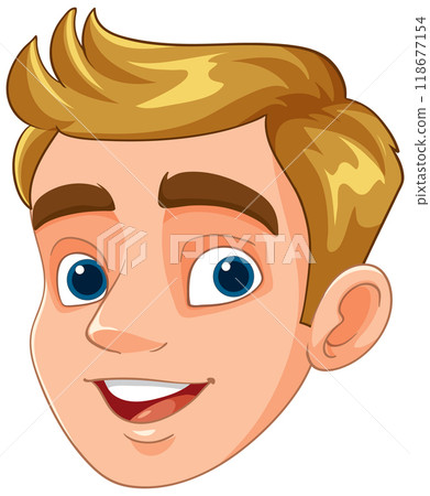 Smiling Cartoon Man's Face 118677154