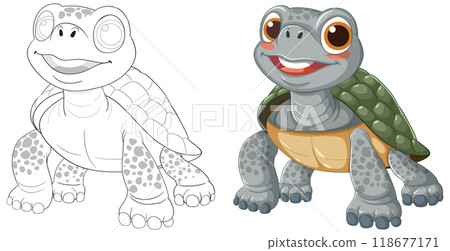 Happy Cartoon Turtle Illustration Happy Cartoon Turtle Illustration 118677171