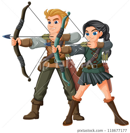 Archery Duo in Action 118677177