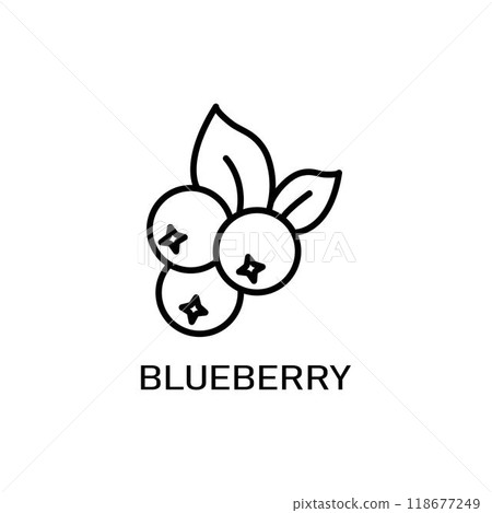 Blueberry icon. Thin line blueberry icon from vegetables and fruits collection. Outline vector isolated on white background. Editable blueberry symbol can be used web and mobile 118677249