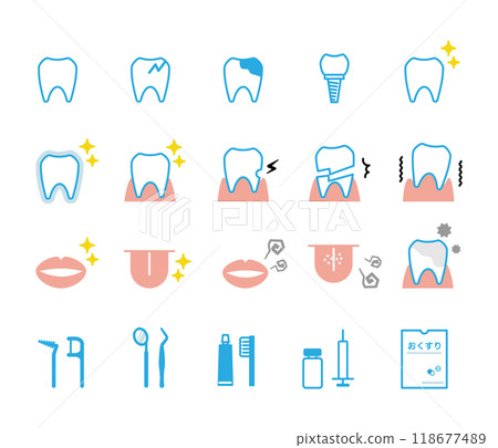 Tooth icon color illustration Tooth icon color illustration 118677489