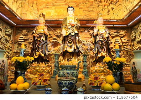 Illumination of Kirinji Temple on Mount Ki Lang, Ninh Binh, Vietnam Illumination of Kirinji Temple on Mount Ki Lang, Ninh Binh, Vietnam 118677504