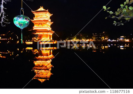 Illumination of Kirinji Temple on Mount Ki Lang, Ninh Binh, Vietnam Illumination of Kirinji Temple on Mount Ki Lang, Ninh Binh, Vietnam 118677516