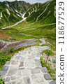 Murododaira and hiking trails in summer with snow still remaining 118677529