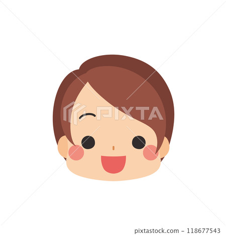 可愛的小女孩的笑臉表情符號圖示臉部表情白色背景向量 118677543
