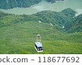 Ropeway overlooking Lake Kurobe 118677692