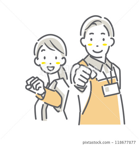 Smiling caregiver working hard - simple and stylish line drawing illustration 118677877