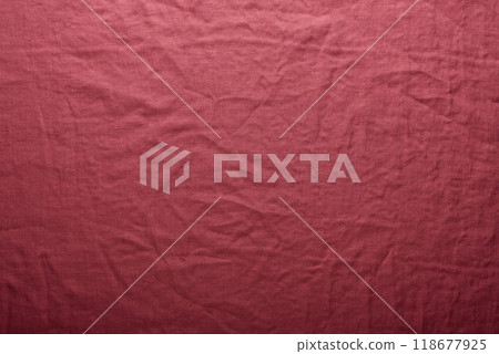 stonewashed linen fabric in dark pink color 118677925