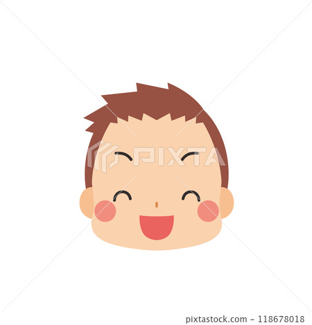 Cute little boy smiling emoji icon face expression white background vector 118678018