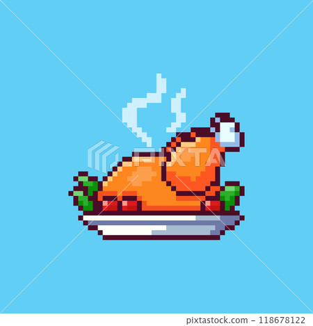 Pixel art Thanksgiving Roast Turkey game asset design 118678122