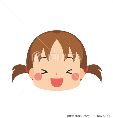 Cute little girl laughing out loud Emoji Icon Face Expression White Background Vector 118678254