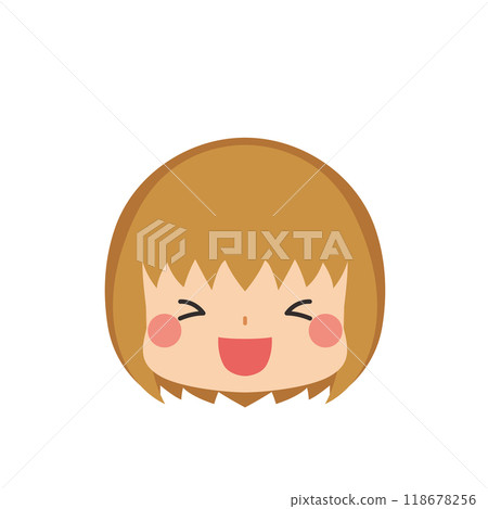 Cute little girl laughing out loud Emoji Icon Face Expression White Background Vector 118678256