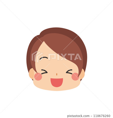 Cute little girl laughing out loud Emoji Icon Face Expression White Background Vector 118678260
