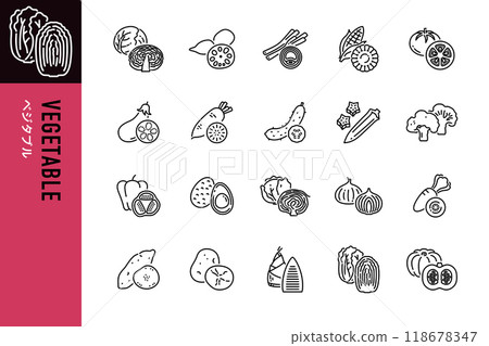 蔬菜截面簡單線條圖標 118678347