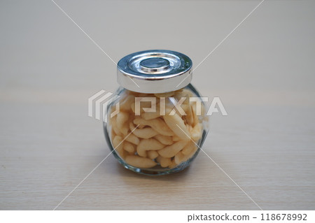 telur gabus sticks in a jar on wooden table telur gabus sticks in a jar on wooden table 118678992