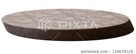 Natural round wooden podium isolated on white background. Mock up for product display. Cut out pedestal or platform. Empty scene. Stage, showcase for advertising. 3D render. Natural round wooden podium isolated on white background. Mock up for product display. Cut out pedestal or platform. Empty scene. Stage, showcase for advertising. 3D render. 118679129