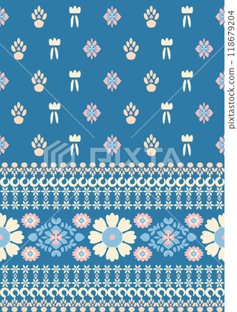 Pattern design featuring traditional Palestinian embroidery motif 118679204