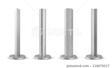 3d metal steel pole. Iron column pipe or post sign 3d metal steel pole. Iron column pipe or post sign 118679217