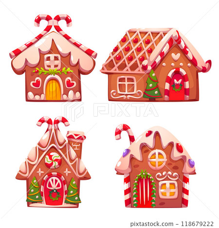 Gingerbread houses set isolated on white Gingerbread houses set isolated on white 118679222