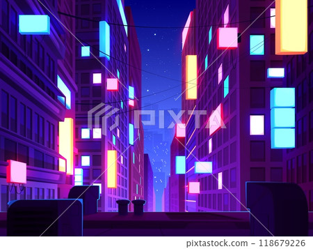Modern night city rooftop view Modern night city rooftop view 118679226
