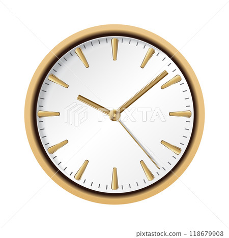 Mechanical watch in classic design. Realistic wall watch, luxury fashion object on white background. Elegant business chronograph 118679908