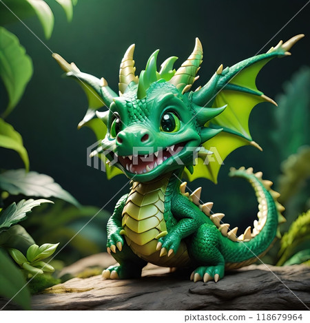 The image of a cute and friendly green dragon in a natural setting. The Gentle Guardian: A Friendly Dragon's Tale The image of a cute and friendly green dragon in a natural setting. The Gentle Guardian: A Friendly Dragon's Tale 118679964