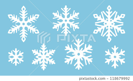 Set of abstract snowflakes. Merry Christmas and Happy New Year items. 118679992