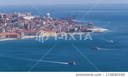 Lisbon on the Tagus river bank, central Portugal timelapse 118680160