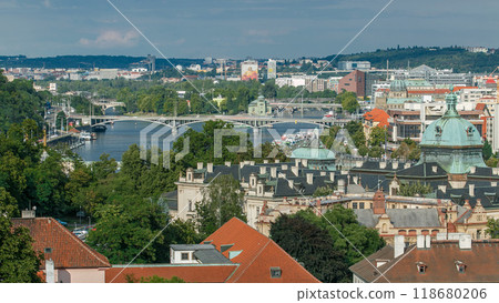 Area Lesser Town of Prague Mala Strana timelapse, near the church Saint Vitus, Ventseslaus and Adalbert. Czech Republic. 118680206
