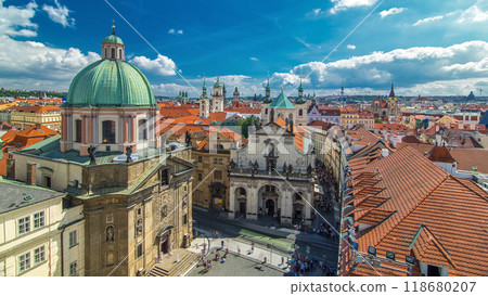 Church of St. Francis of Assisi and St. Salvator Church in Prague timelapse. 118680207
