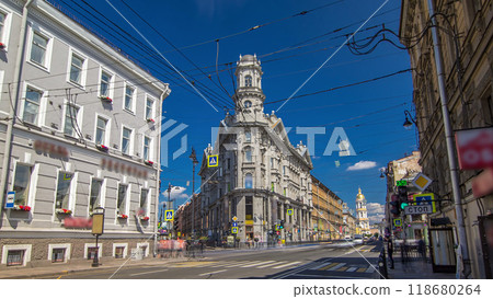 Crossroads five corners timelapse hyperlapse. ST. Petersburg, Russia Crossroads five corners timelapse hyperlapse. ST. Petersburg, Russia 118680264