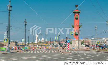 Birzhevoy Bridge timelapse. XXVII International marathon in Saint Petersburg , Russia 118680279