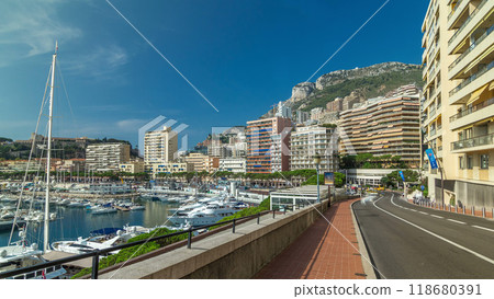 Monte Carlo Port Hercule panorama timelapse hyperlapse. Monte Carlo Port Hercule panorama timelapse hyperlapse. 118680391