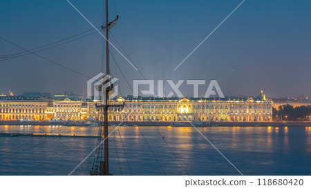Fireworks timelapse over the city of St. Petersburg Russia on the feast of Scarlet Sails, view from rooftop. Fireworks timelapse over the city of St. Petersburg Russia on the feast of Scarlet Sails, view from rooftop. 118680420