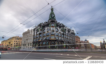 Singer House at the Saint Petersburg timelapse hyperlapse. 118680430
