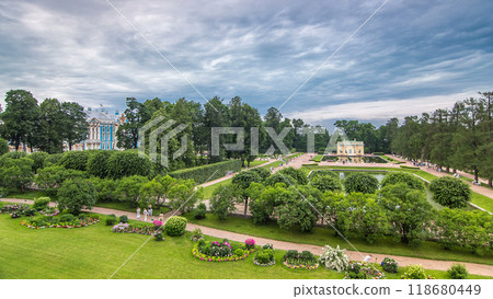 Mirror Pond in Catherine Park and Upper Bathhouse pavilion timelapse 118680449