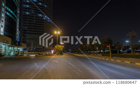 Drive through the traffic in the city highway timelapse hyperlapse in Kuwait. Kuwait, Middle East 118680647