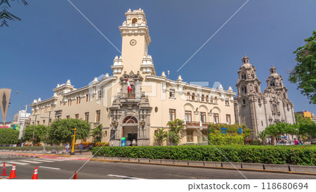 Lima City hall timelapse hyperlapse, municipality of Miraflores near to Kennedy park. Lima, Peru 118680694