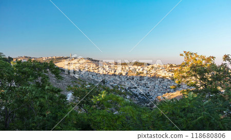 Old City of Jerusalem timelapse. Muslim Quarter, West Bank. Top view 118680806