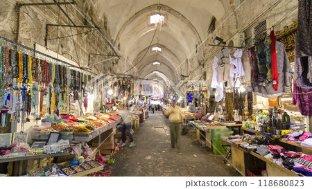 The colorful souk in the old city of Jerusalem Israel timelapse hyperlapse 118680823