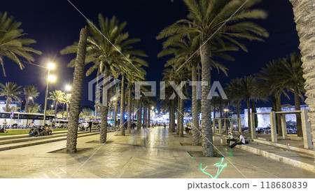 Palm Park in Jerusalem in the night timelapse hyperlapse Palm Park in Jerusalem in the night timelapse hyperlapse 118680839