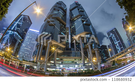 The Hong Kong Corporate Buildings night timelapse hyperlapse 118680932