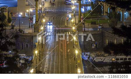 Cechuv bridge night view from Letenske garden timelapse. 118681050
