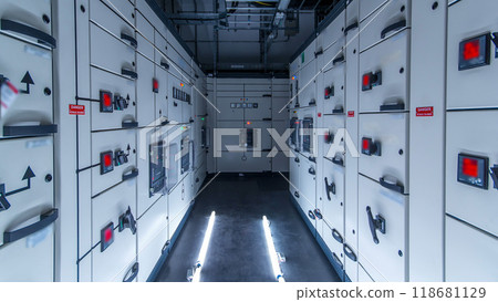 room with rows of server hardware in data center timelapse hyperlapse 118681129