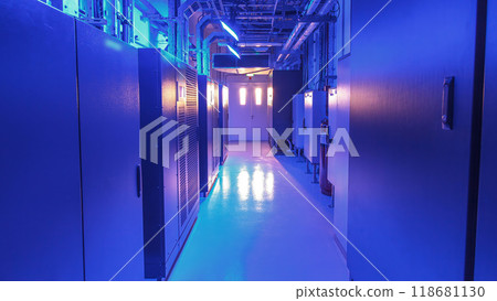 room with rows of server hardware in data center timelapse hyperlapse 118681130