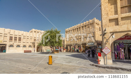Souq Waqif timelapse hyperlapse in Doha, Qatar. 118681155