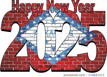 Happy New Year 2025 with Arkansas flag inside Happy New Year 2025 with Arkansas flag inside 118681311