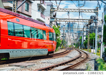 Odakyu Line, Romancecar running through a residential area 118681321