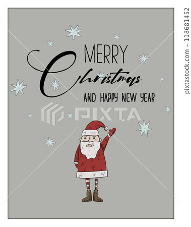 Merry christmas and happy new year greeting card, invitation, poster. Merry christmas and happy new year greeting card, invitation, poster. 118681452