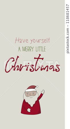 Merry christmas and happy new year greeting card, invitation, poster. Santa claus hand drawn character 118681457